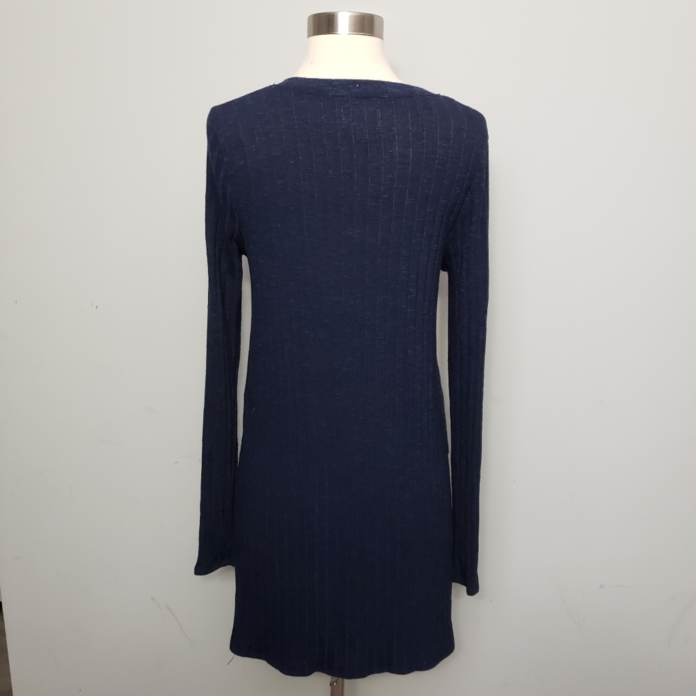 Anthropologie Deletta Small Navy Blue Ribbed V Neck Tunic Top - Picture 6 of 10
